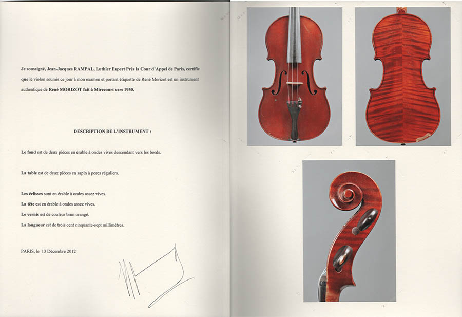 stolen René Morizot violin