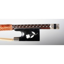 JTL violin bow with mother of pearl bow decorated flower frog